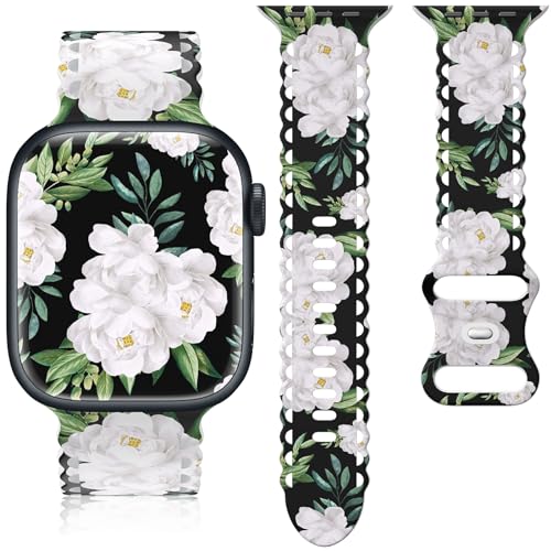 Bracelet floral silicone Apple Watch femme iWatch Ultra 9 8 7 SE 42mm