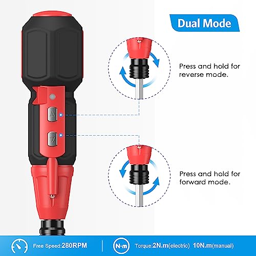 AMIR Cordless Power Screwdriver, Rechargeable Electric Screwdriver Sets, Portable Automatic Home Repair Tool Kit, Motorized Screwdriver with USB Cable and LED Lights - Thumbnail 4