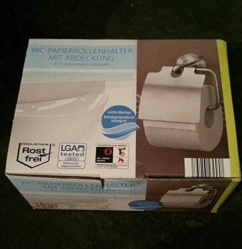Preisvergleich Produktbild Wand Toilettenpapierhalter mit Deckel aus hochwertigem Edelstahl matt WC-Papierrollenhalter
