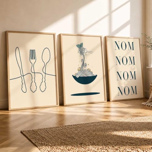 Image of HOTHOUSE Kitchen Wall Art poster With Frame For Living Room Bed Room Hotel Wall Decor Digital Reprint engineered wood Set of 3 (10X13 inch)