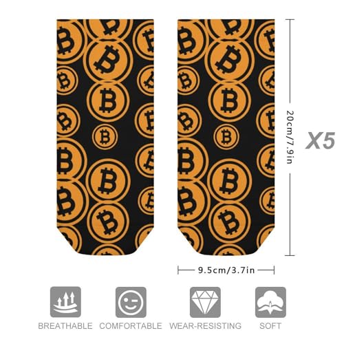 Bitcoin 5 Pair Low Cut Socks No Show Non Slip Sports Ankle Sock for Men Women2