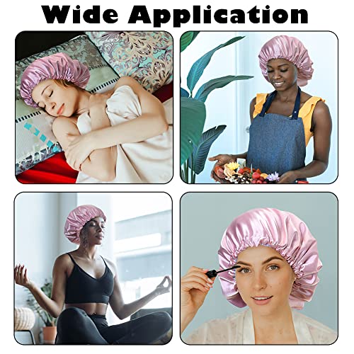 Image of Extra Large Adjustable Double Layer Satin Hair Bonnets with Drawstring for Women Night Sleeping Long Silky Satin