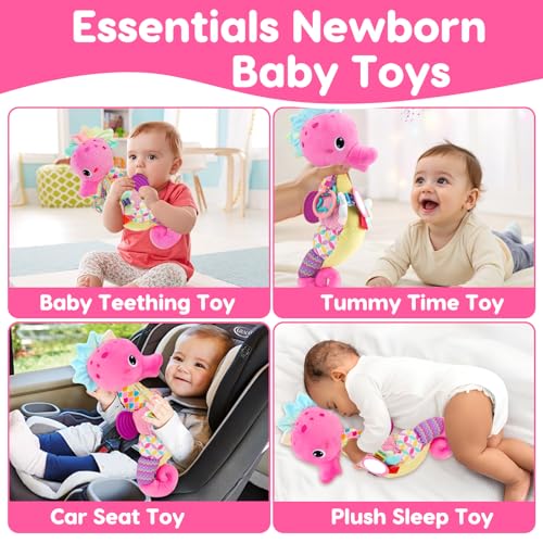 Baby Toys 0-3 0-6 Months, New Baby Girls Boys Gifts Newborn Sensory Toys 0 3 6 6-12 months, Essentials Newborn Baby Musical Soft Tummy Time Toys with Mirror Rattles Teether for Babies Girls Boys - Image 6
