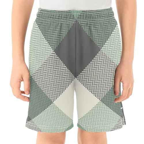 Athletic Shorts for Boys with Pockets Light Weight Kids Gym Short Pants Basketball Shorts for Boy Green Leaves Black Vintage2