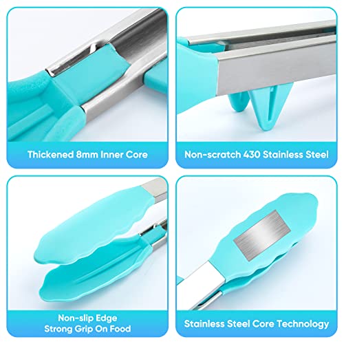 5-Pack Silicone Tongs For Cooking,Maywe Tanso 4Pcs 13-Inch Cooking Kitchen Tongs With Silicone Tips,Nonstick Stainless Steel Tongs For Steak Pie Pizza Pasta Spaghetti Salad Bbq Buffet,Plus Brush #TOP3