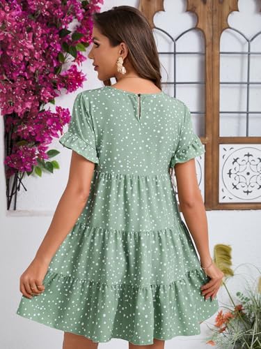 Image of Women's Elegant Floral Dress Coll. (All-Seasons) - Sleeveless /Short /Midi, V-Neck Ruffle, Fashion Casual Party Dresses