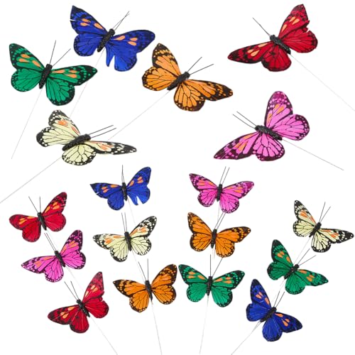 craspire 12 pièce de Papillon en Plumes Décoratives 3D avec Adhésif et Fixations Métalliques...