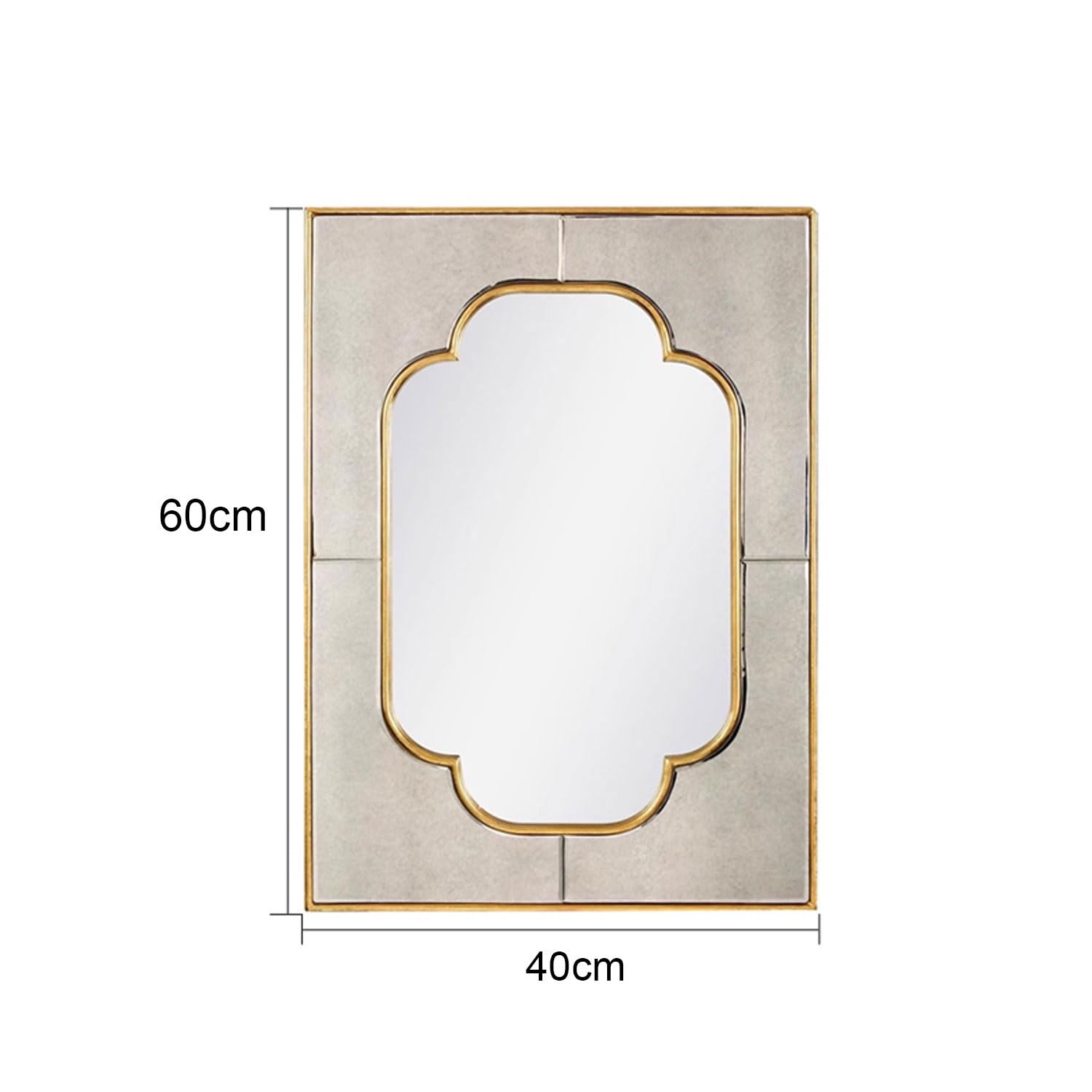 Zestaw 4 geometrycznych złotych żelaznych luster ściennych – metalowa rzeźba dekoracyjna w stylu art deco do nowoczesnej sypialni salonu wejścia - stylowa wisząca dekoracja domu