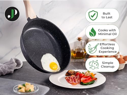 Just Perfecto Lot Casseroles et Poêles, Poêle à Frire 20cm/26cm, Casserole 18cm/20cm, Sauteuse 26cm, Induction, Poignée Amovible, Revêtement Antiadhésif, Couvercles Antiprojections (Jl-38) – Image 6
