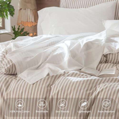 Image of MooMee Sheet Set 100% Washed Cotton Linen-Like Extra Deep Pocket Queen | Relaxed Linen-like Texture. Soft, Breathable & Lightweight Comfort. 15-19 inch Extra Deep Pocket with All-around Elastic