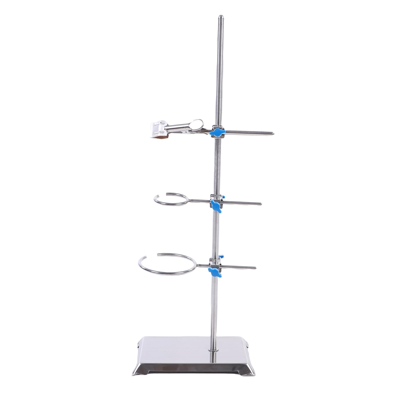 LiebeWH Juego de Soportes de Laboratorio, Soporte de Laboratorio de Acero Inoxidable con Abrazadera para Matraces y Abrazadera para Buretas, para Fijar y Sostener Instrumentos en
