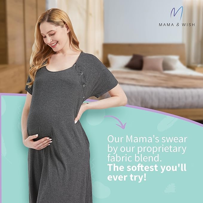 Mama & Wish Labor and Delivery Gown 3 in 1 Labor, Delivery and Nursing Gown for Hospital Made with Ultra-Soft Fabric - Image 2