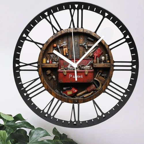 Reloj de Pared Redondo de Madera y Metal 10 Pulgadas miniatura 5