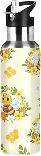 Botella de agua deportiva sin BPA de 20 onzas, botella de agua aislada al vacío de acero inoxidable para gimnasio, viajes al aire libre, escuela,