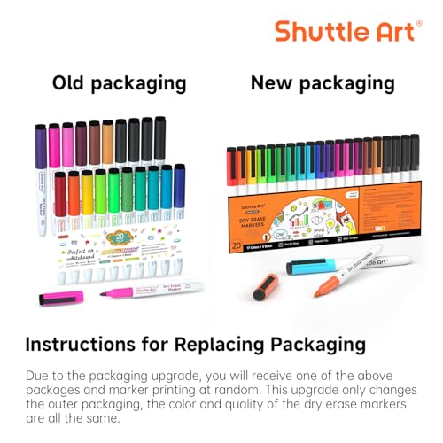Image of Shuttle Art 20 Pack Dry Erase Markers 17 Colors Plus 3 Black Fine Tip