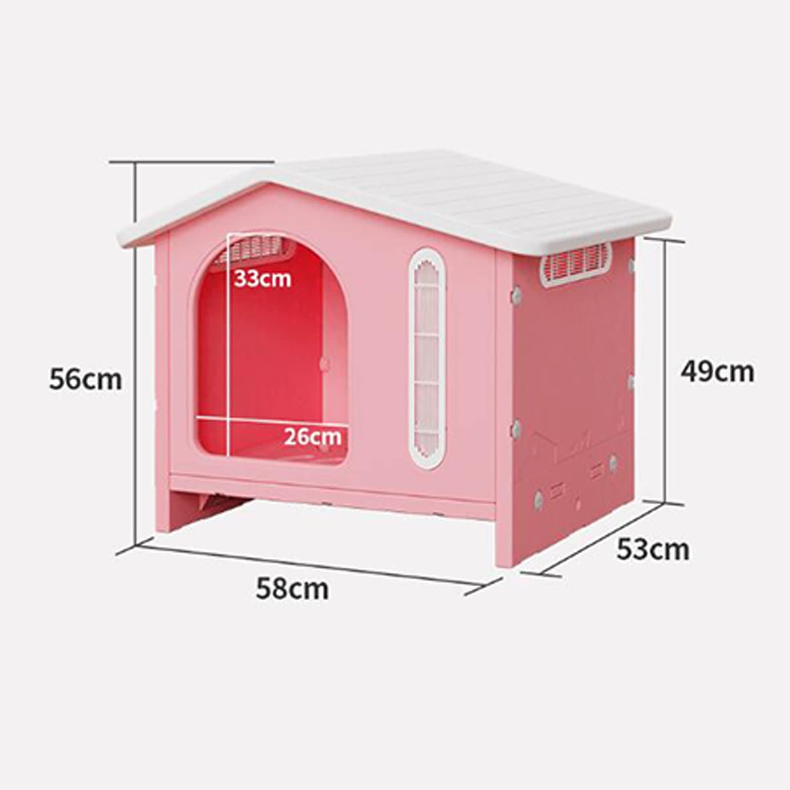 buda dla psów Dog House Four Seasons uniwersalna klatka dla psa klatka dla psa domowa willa dla psa dom dla zwierząt (z drzwiami + podwójną miską) Do użytku domowego(Pink)