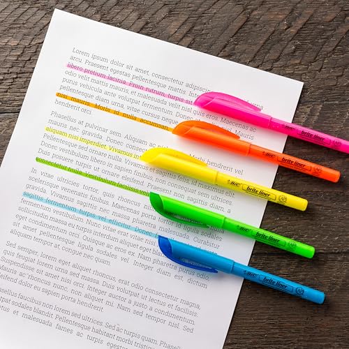 Image of BIC Brite Liner Highlighters, Chisel Tip, 12-Count Pink Set for Organizing