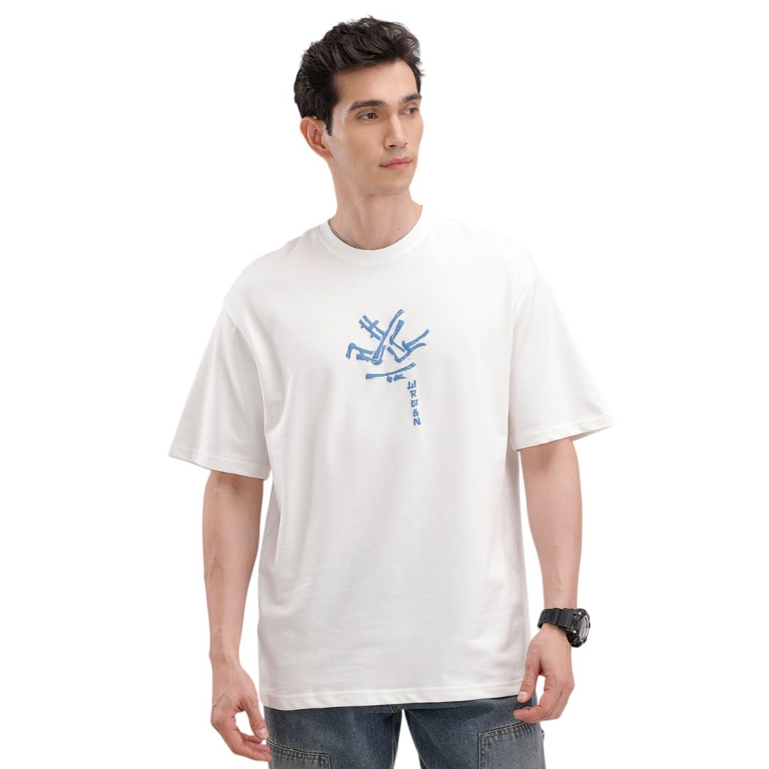 wrogn Men's 100% Cotton T-Shirt | Graphic Back Print | Oversized Fit-picture-51