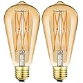 LEOOLS Dimmable Vintage LED Edison Bulbs 12W ,Equivalent 100 Watt, 2500K Warm White(Amber Gold Glass), E26 Base, Decorative Antique Shape, Squarrel Cage Filament Vintage Light Bulb, 2-Pack