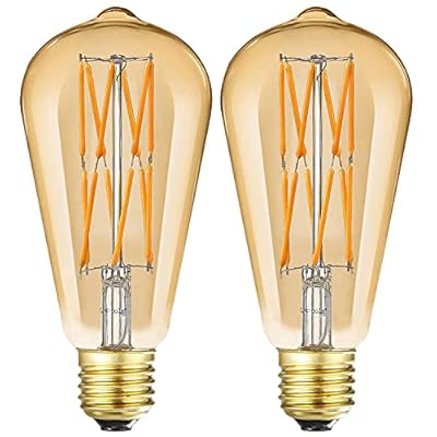 LEOOLS Dimmable Vintage LED Edison Bulbs 12W ,Equivalent 100 Watt, 2500K Warm White(Amber Gold Glass), E26 Base, Decorative Antique Shape, Squarrel Cage Filament Vintage Light Bulb, 2-Pack