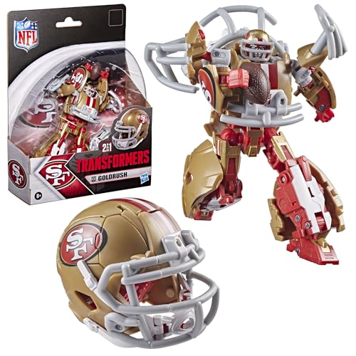 Image of Transformers NFL San Francisco 49ers Goldrush, 5.5-Inch Robot Action Figure Changes to Helmet, Collectible Football Toys, 8+