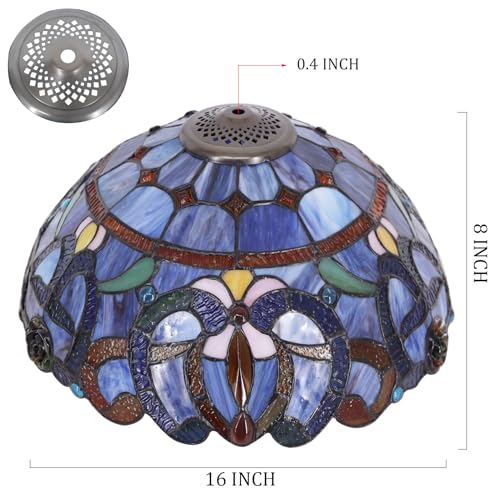 Image of 16Inch Tiffany Stained Glass Lamp Shade Replacement Only(Blue purple) | Fit For Table Lamps FLoor Lamp Ceiling Fixture Pendant Hanging Light Home Office Decoration