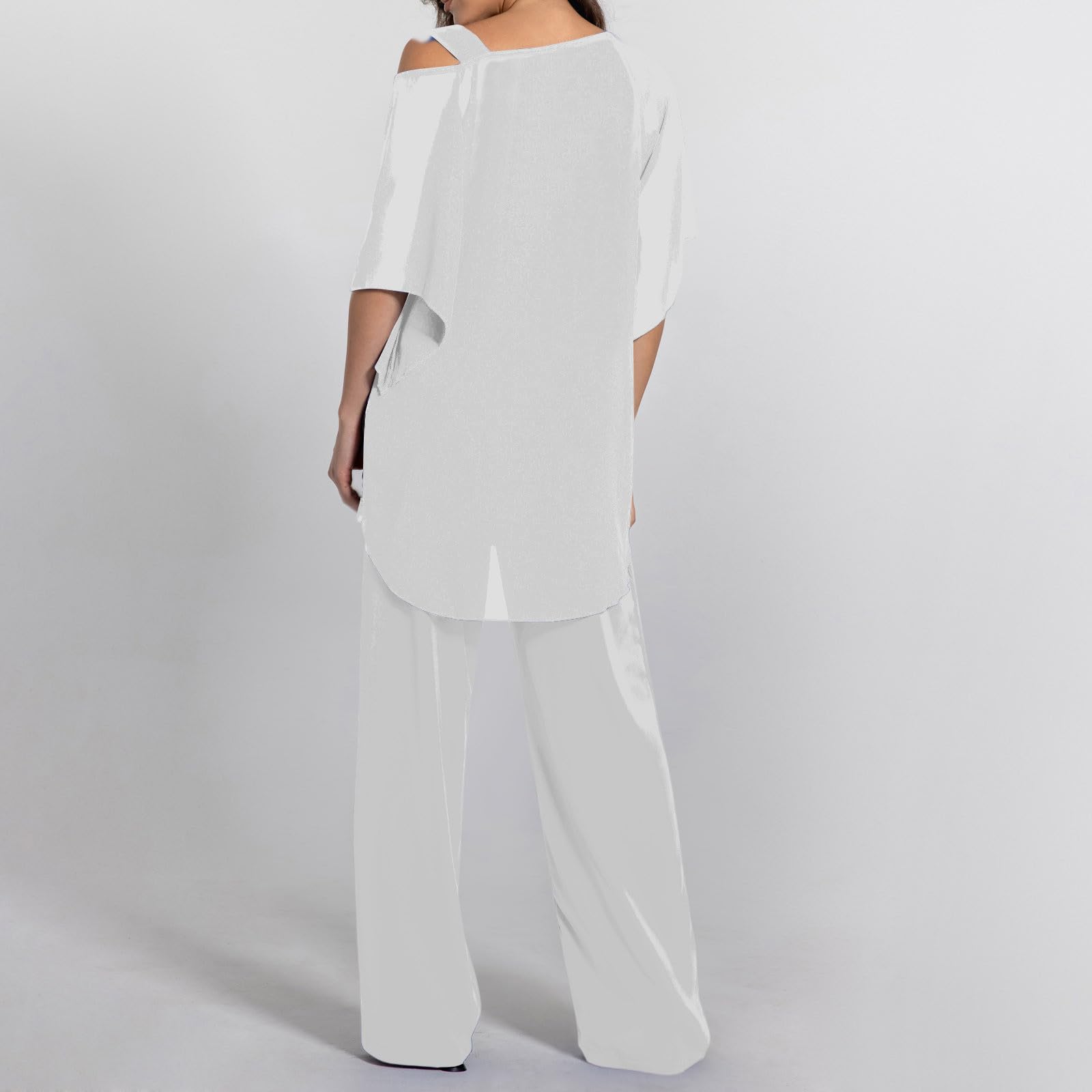 Damen Zweiteiler Set Elegante Unregelmäßige Schulter Casual Party Hoseanzug