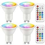 iLC LED GU10 Farbwechsel Lampe, Led Spots Birne Reflektorlampe, 5W Dimmbar Warmweiß (2700K) RGB 40W Halogenlampen,(4 Stück)