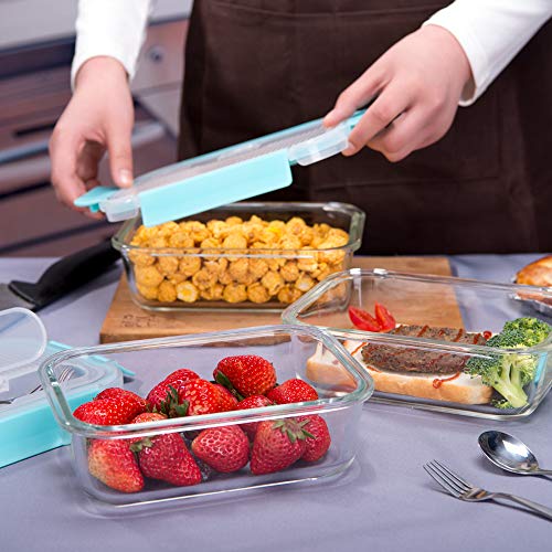 Image of [3-Pack,36 OZ]Large Glass Food Storage Containers with Locking Lids - Bento Box Glass Lunch Containers - Glass Meal Prep Containers - Glass Storage Containers with Lids - Glass Snack Containers