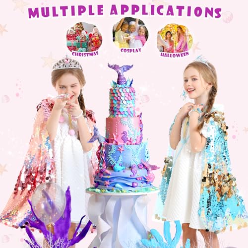 Disfraz Princesa Sirena con Capa y Accesorios para Niñas miniatura 6