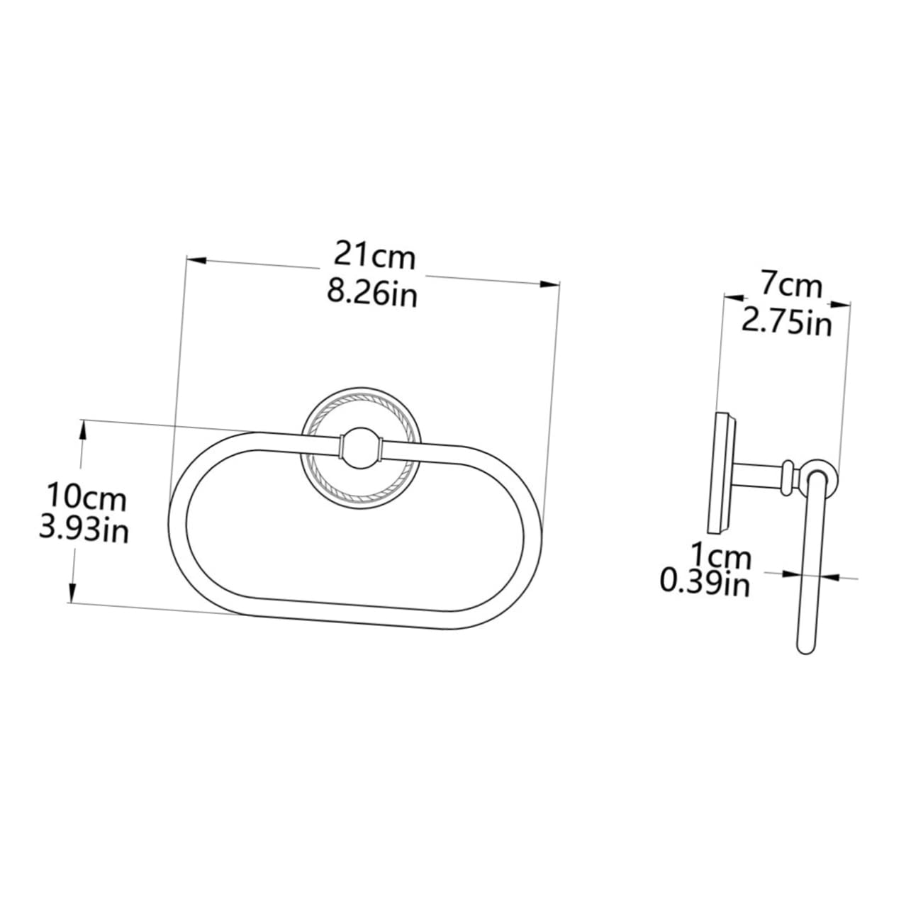 Wandmontierter Handtuchring Oval aus Kupfer Gold für Bad und Küche