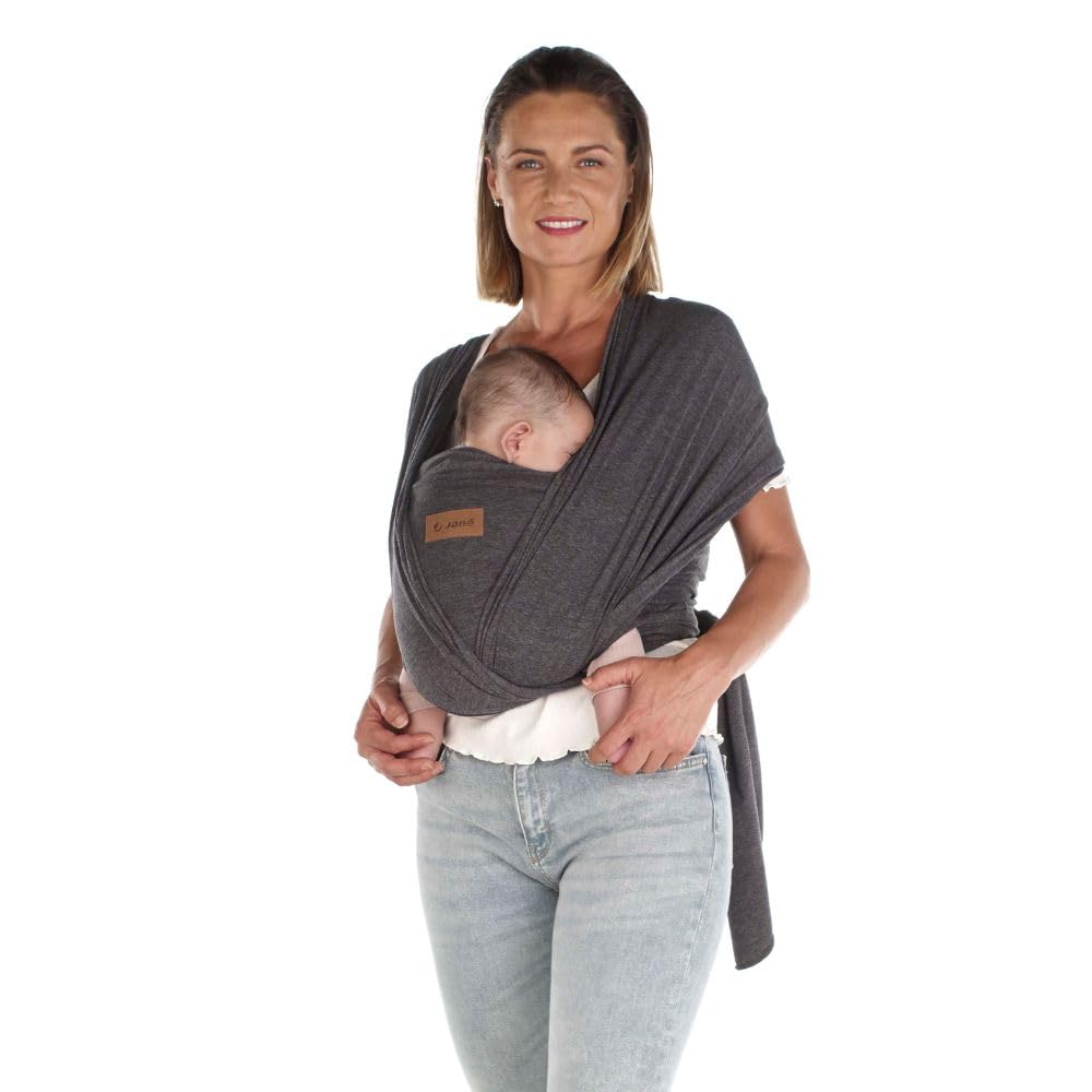 Jané Cocoon Fular Porteo Elástico, Desde Nacimiento hasta 20 kg, 5 m, Método Canguro, Ergonómico y Transpirable, con Bolsa, Greyland