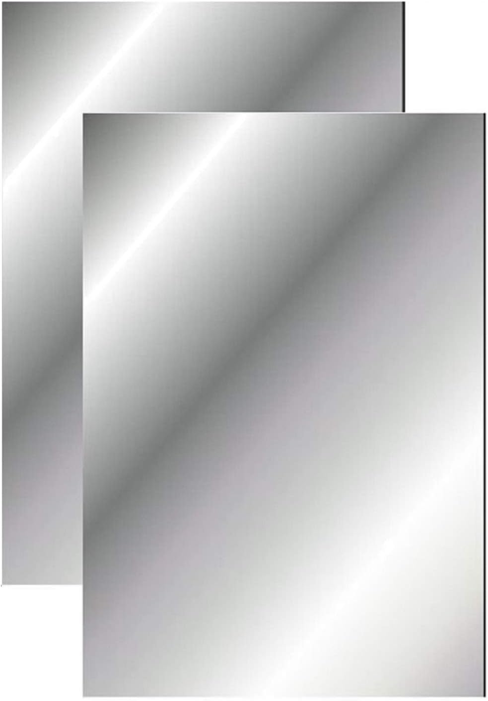 Q-BICS Flexible Reflection Mirror Sheets Stickers 11.9" X 17.9'' Inch Soft Non Glass Cut to Size Craft Plastic 2 Sheets Peel Off Protective Cover Sheet Peel Back Sticker and Stick On Fun House