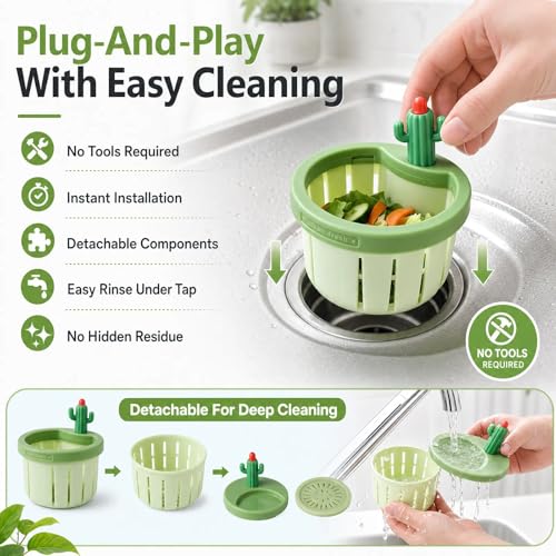 Colador para fregadero cactus con botón automático amarillo miniatura 5