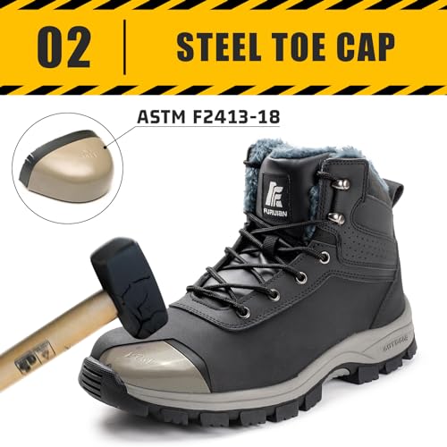ANGRYRAM Winter Steel Toe Boots for Men Snow Work Boots Slip Resistant Safety Shoes Indestructible Industrial Construction Working Boots Warm Cozy3