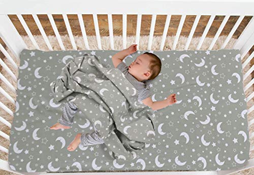 Every Thread Counts - Paquete de 2 sábanas bajeras para cuna 100% algodón egipcio, suave, suave, resistente (luna durmiente, 2 sábanas bajeras para cuna de 60 x 120 cm)