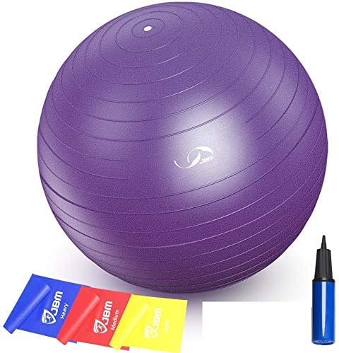 JBM Exercise Yoga Ball with Free Air Pump 200 lbs Slip-Resistant Yoga Balance Stability Swiss Ball