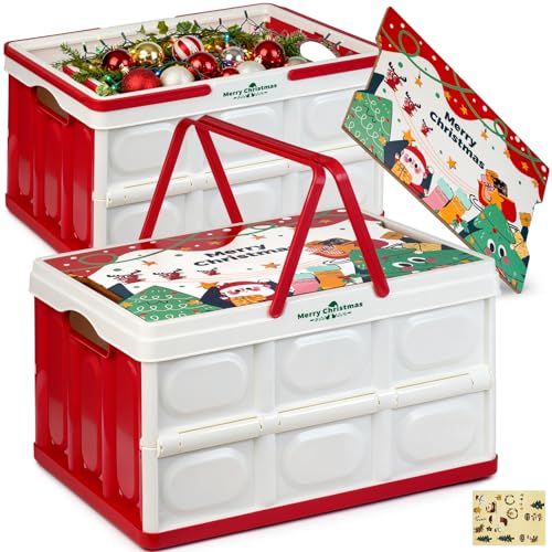 Christmas Storage Box 50L 2 Pack, Foldable Storage Box with