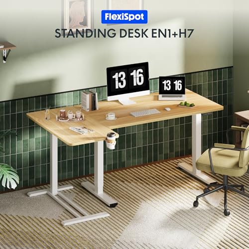 Image of FLEXISPOT Mobile Standing Desk with Wheels Pneumatic Laptop Table Rolling Computer Cart Movable Height Adjustable Small Sit Stand Desk Computer Workstations Home Use(27.6 inch W x 15.7 inch D, Maple)