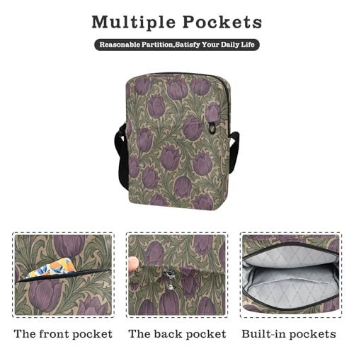 messenger bags for women cross body bag men Women's Purses Adjustable Strap for business business- Vintage flower Pattern2
