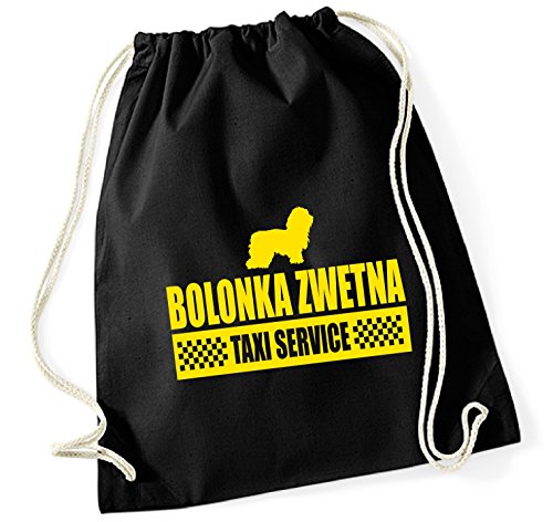siviwonder Turnbeutel - BOLONKA ZWETNA Tsvetnaya DDR - TAXI - Hund Hunde Baumwoll Tasche Beutel schwarz
