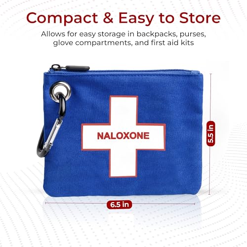 Image of 10 PACK Naloxone Overdose Kit Bag - Compact Canvas Pouch for Naloxone Nasal Spray & Opioid Emergency Response - Holds 2 Naloxone Sprays & Accessories - Naloxone Not Included (Blue, 10 Units)