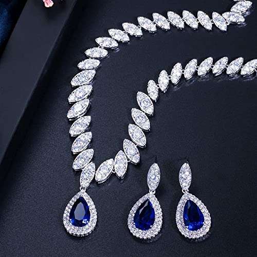 Collar de boda de zirconia cúbica y aretes para novias en su gran día