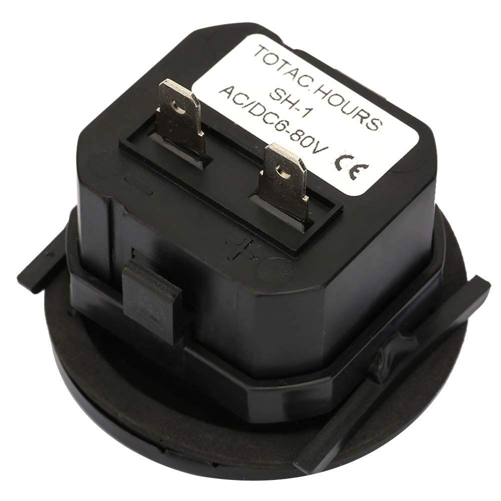Compteur Horaire Numérique Minuterie Industrielle Etanche SH-1 Affichage LED pour Machines Générateurs Compresseurs d'air Pompes à Eau Ponts Roulants Voitures 6-80V (Noir)