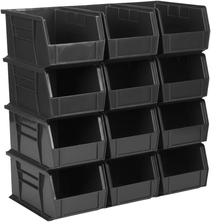 Hudson Exchange 9-1/2" x 6" x 5" (12 Pack) Plastic Stackable Storage Bin and Hanging Container, Blue