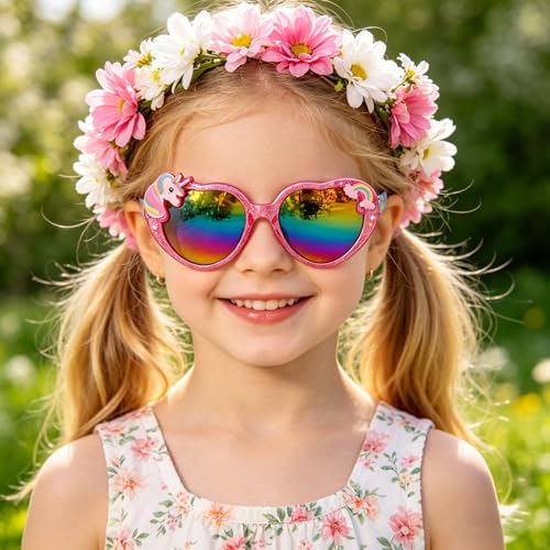 Image of 3 Pairs Kids Sunglasses Girls,UV Protection Sunglasses Toddler Eyewear for Party Favors Beach Glasses Age 3-12