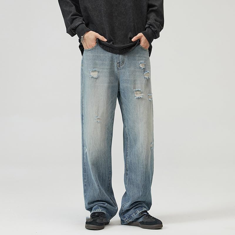 Men's Jeans Summer Printed Loose American Denim Pants3