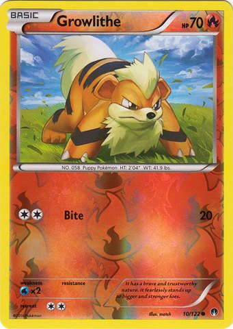 Pokemon - Growlithe (10/122) - XY Breakpoint - Reverse Holo