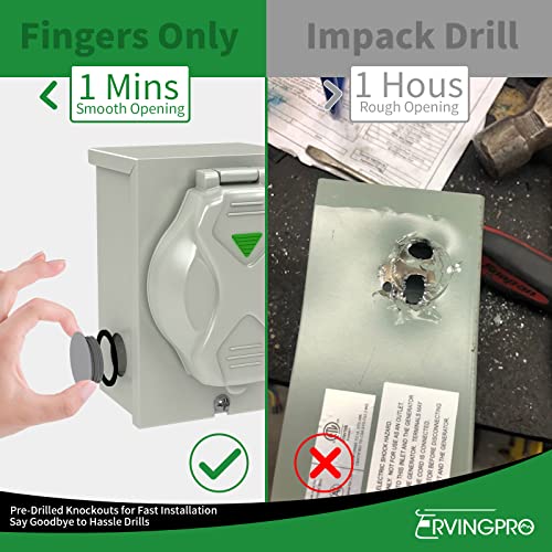 Pre-Drilled 30 Amp Generator Inlet Box and 30 Amp RV Extension Cord 25FT Waterproof Combo Kit, NEMA TT-30P to L5-30R Power Extension Cord with NEMA L5-30P Generator Inlet, ETL Listed - Image 6