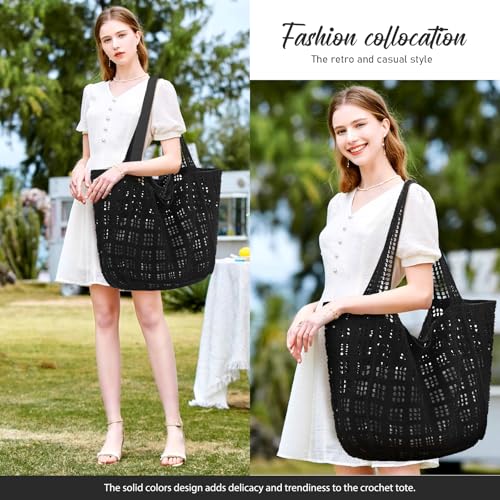 Bolso tote de crochet para mujer miniatura 4